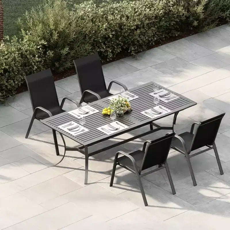 Sedie da patio, set di 4/6 sedie da pranzo impilabili per esterni, leggere e resistenti a tutte le condizioni atmosferiche, in textilene, con braccioli, per giardino e bordo piscina