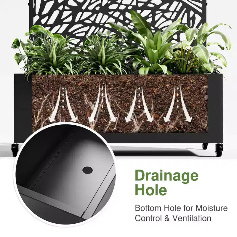 Fioriera MAYEERTY in ferro nero ad arco da 72x47 con grigliato, set da 3 pezzi, schermo decorativo da giardino per patio e balcone