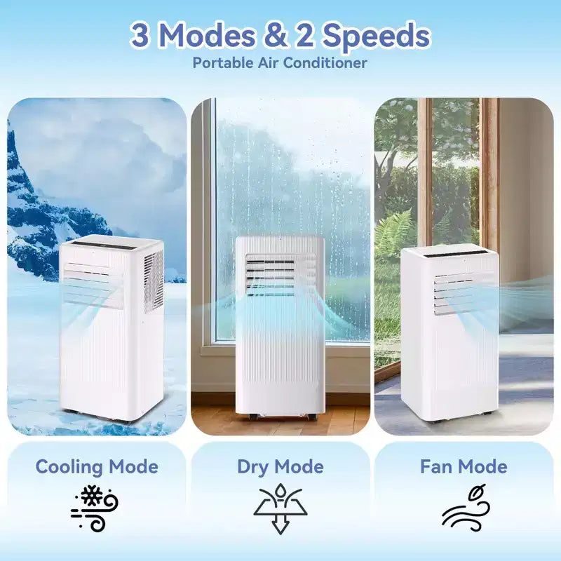 Condizionatori portatili, Flarhetoric da 10000 BTU per raffreddamento/ventilazione/deumidificazione 3 IN 1, unità portatile per ambienti di 560 SQ.FT, unità per ambienti a bassa rumorosità