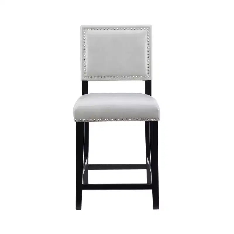 Sgabello da Bancone Senza Braccioli in Ecopelle, Altezza Fissa, 1 Posto – Grigio / Nero / Caramello