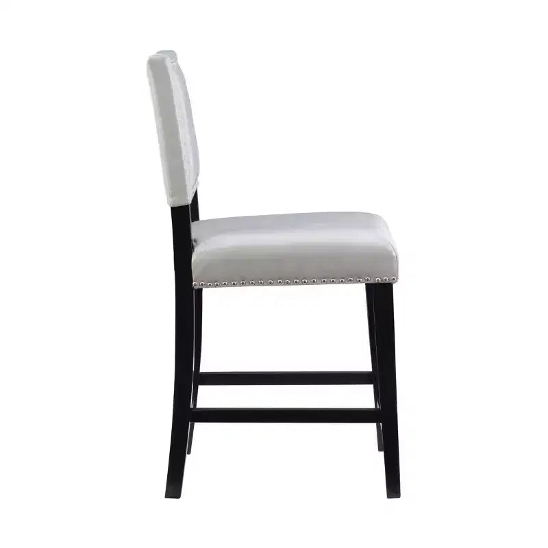 Sgabello da Bancone Senza Braccioli in Ecopelle, Altezza Fissa, 1 Posto – Grigio / Nero / Caramello