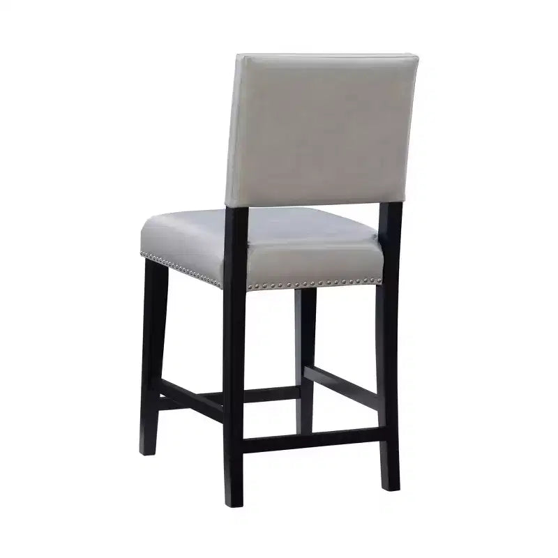 Sgabello da Bancone Senza Braccioli in Ecopelle, Altezza Fissa, 1 Posto – Grigio / Nero / Caramello