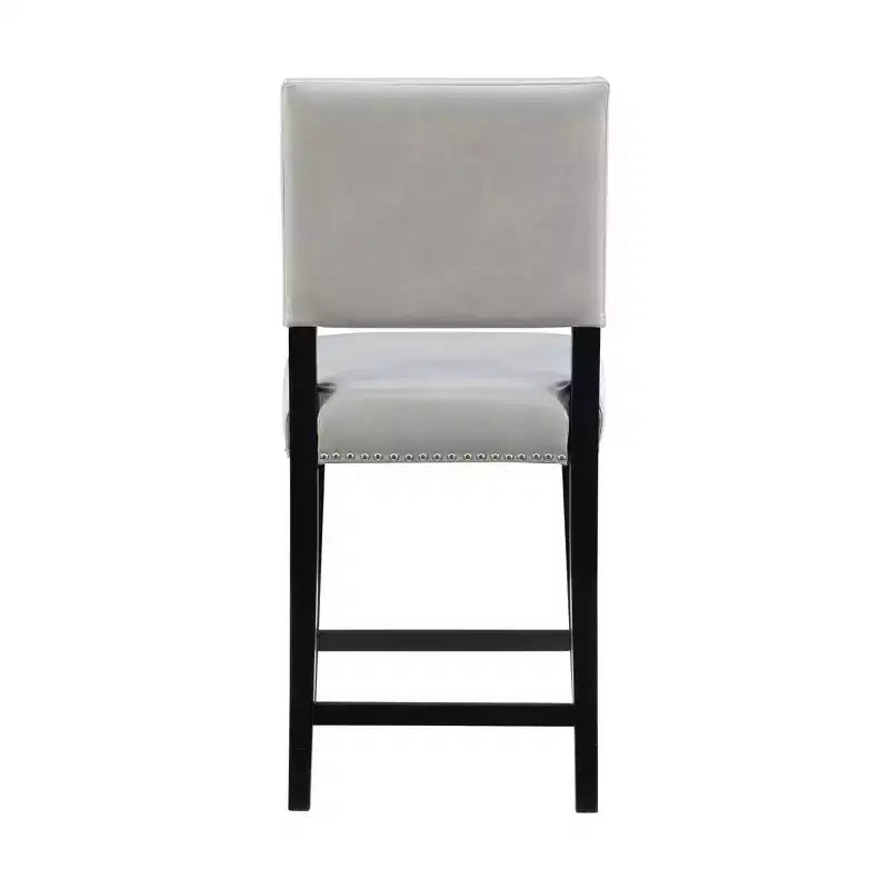 Sgabello da Bancone Senza Braccioli in Ecopelle, Altezza Fissa, 1 Posto – Grigio / Nero / Caramello