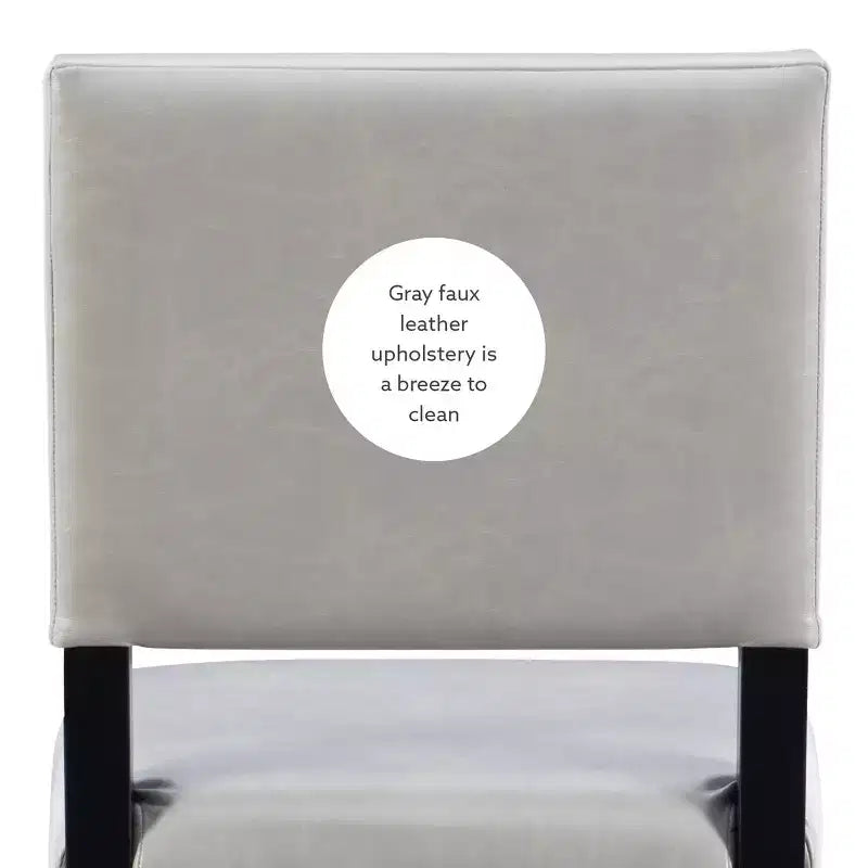 Sgabello da Bancone Senza Braccioli in Ecopelle, Altezza Fissa, 1 Posto – Grigio / Nero / Caramello