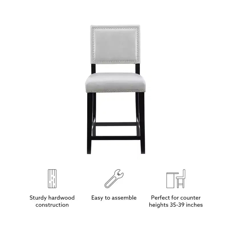 Sgabello da Bancone Senza Braccioli in Ecopelle, Altezza Fissa, 1 Posto – Grigio / Nero / Caramello