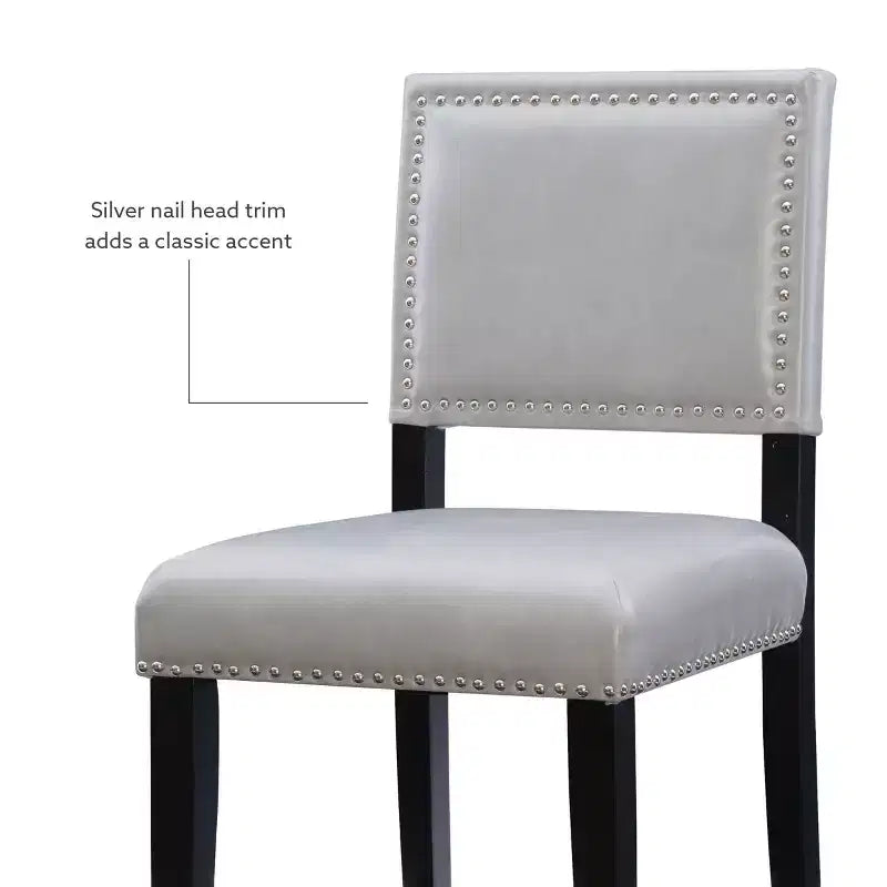 Sgabello da Bancone Senza Braccioli in Ecopelle, Altezza Fissa, 1 Posto – Grigio / Nero / Caramello