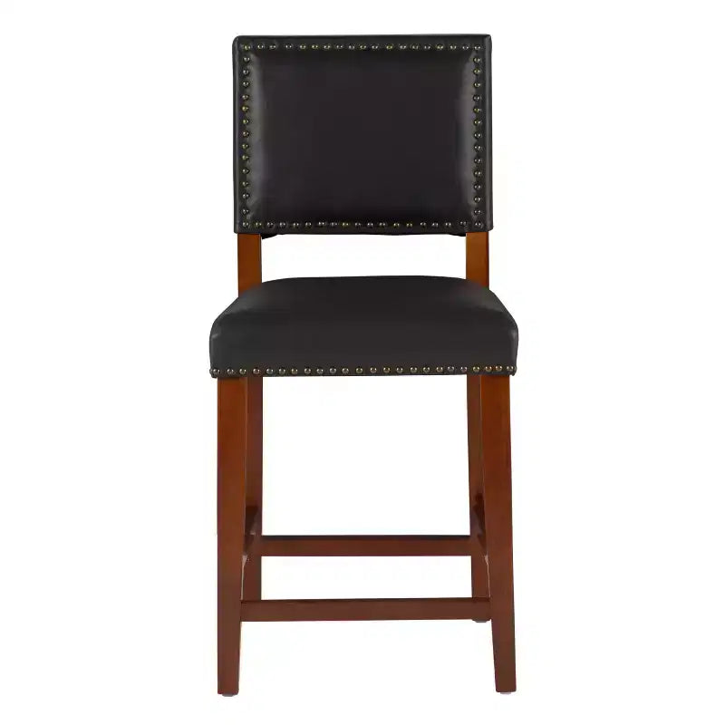Sgabello da Bancone Senza Braccioli in Ecopelle, Altezza Fissa, 1 Posto – Grigio / Nero / Caramello