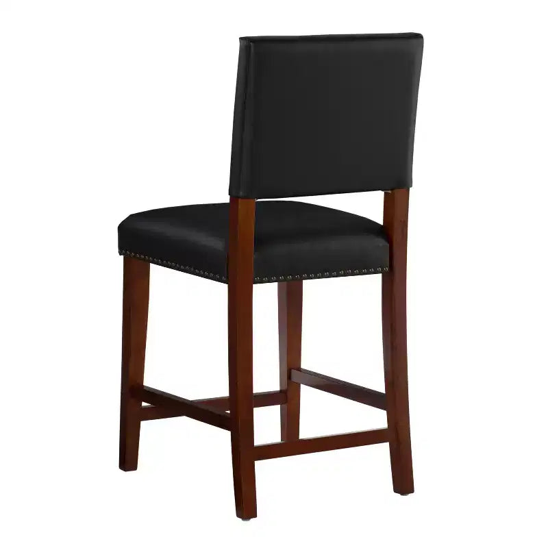 Sgabello da Bancone Senza Braccioli in Ecopelle, Altezza Fissa, 1 Posto – Grigio / Nero / Caramello