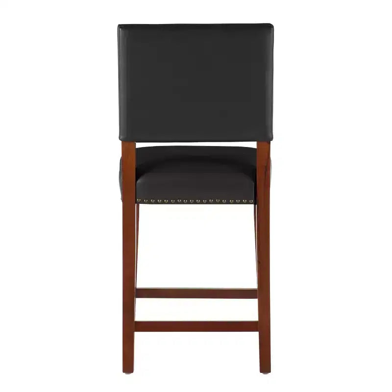 Sgabello da Bancone Senza Braccioli in Ecopelle, Altezza Fissa, 1 Posto – Grigio / Nero / Caramello