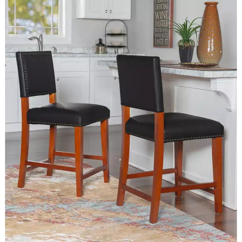 Sgabello da Bancone Senza Braccioli in Ecopelle, Altezza Fissa, 1 Posto – Grigio / Nero / Caramello