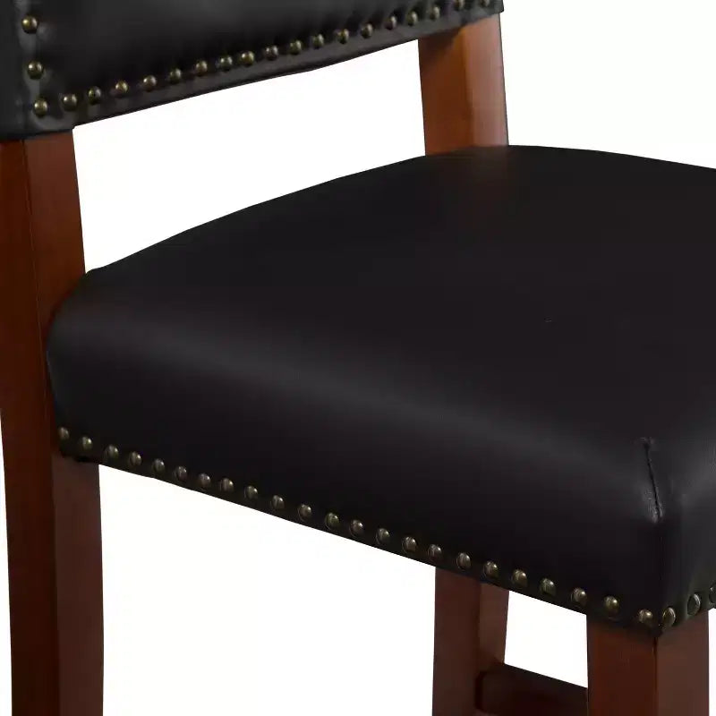 Sgabello da Bancone Senza Braccioli in Ecopelle, Altezza Fissa, 1 Posto – Grigio / Nero / Caramello