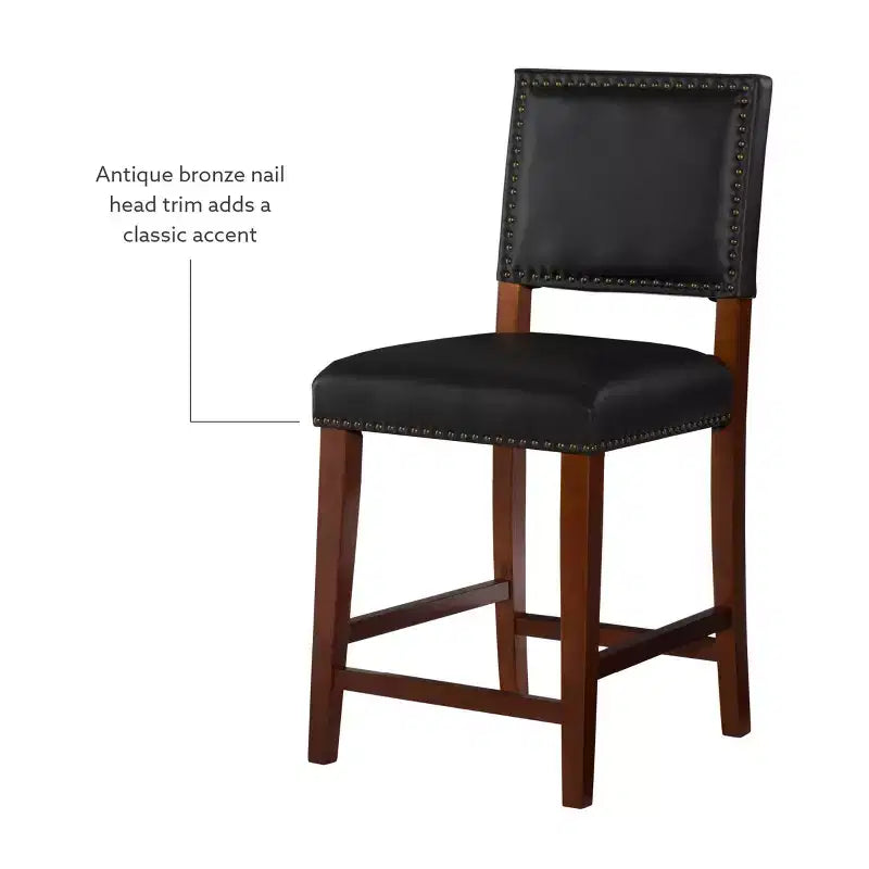 Sgabello da Bancone Senza Braccioli in Ecopelle, Altezza Fissa, 1 Posto – Grigio / Nero / Caramello