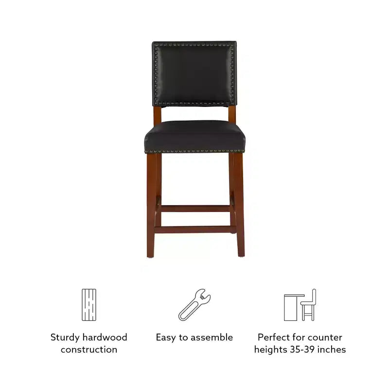 Sgabello da Bancone Senza Braccioli in Ecopelle, Altezza Fissa, 1 Posto – Grigio / Nero / Caramello