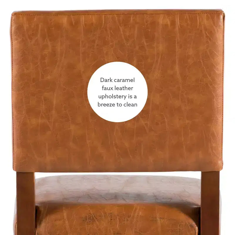 Sgabello da Bancone Senza Braccioli in Ecopelle, Altezza Fissa, 1 Posto – Grigio / Nero / Caramello