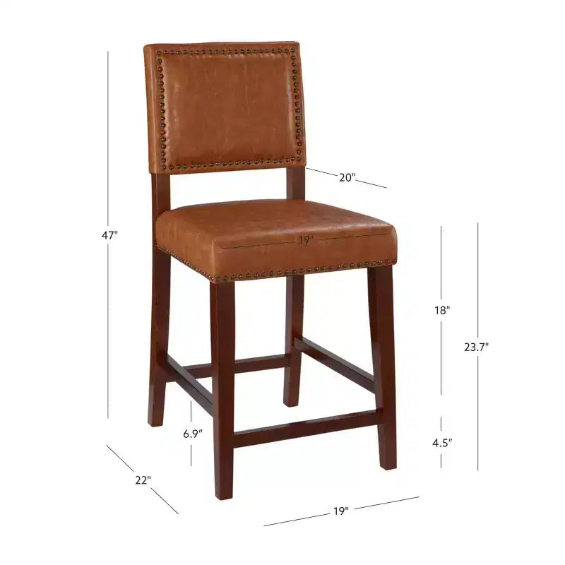 Sgabello da Bancone Senza Braccioli in Ecopelle, Altezza Fissa, 1 Posto – Grigio / Nero / Caramello
