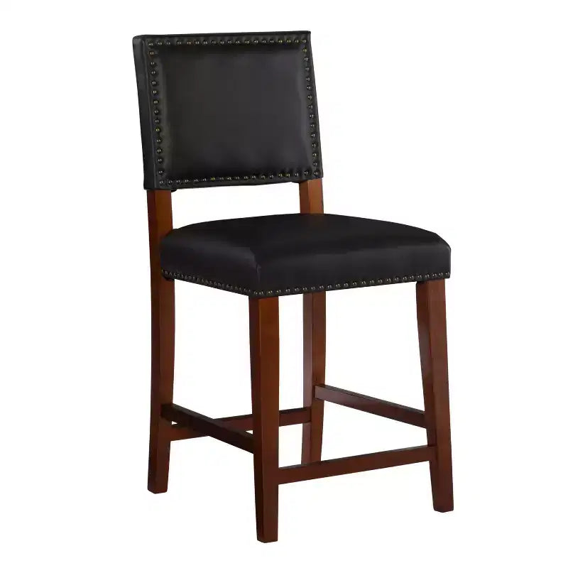 Sgabello da Bancone Senza Braccioli in Ecopelle, Altezza Fissa, 1 Posto – Grigio / Nero / Caramello