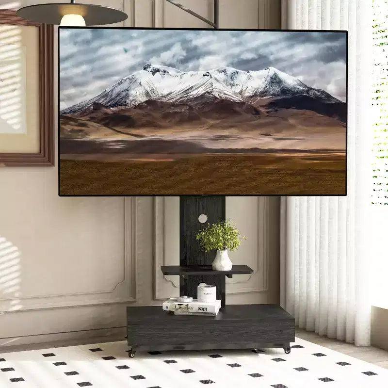 Mobile TV per TV da 32-75 pollici, carrello TV mobile ad altezza regolabile con cassetto e ruote per soggiorno, camera da letto e ufficio -ModernLuxe