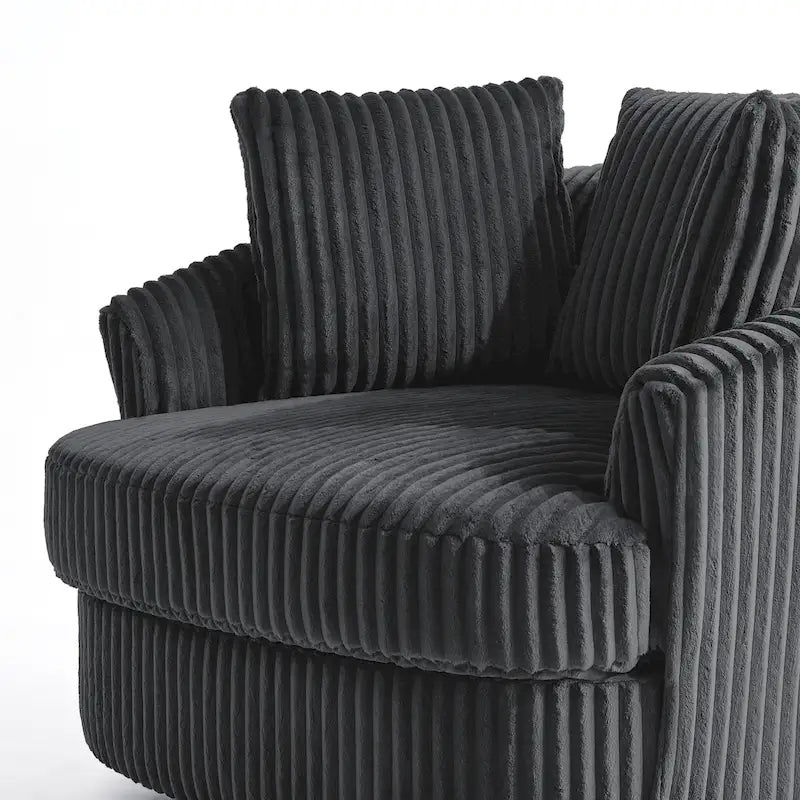 Pultruna Barrel li Tdur, Oversized 43 W, b’Corduroy Plush u Armrests Imdaħħlin