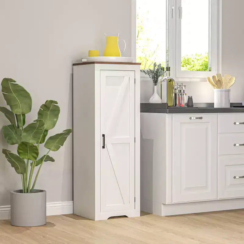 HOMCOM opbergkast in boerderijstijl met verstelbare plank, accentkast met één staldeur voor de woonkamer, vrijstaande voorraadkast, wit