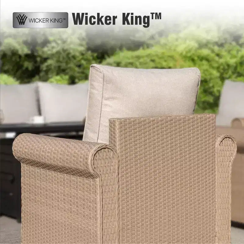 Captiva Designs 6-teiliges luxuriöses Polyrattan-Sitzmöbel-Set für die Terrasse mit Sofa, geschwungenen Armlehnen und Sitzkissen