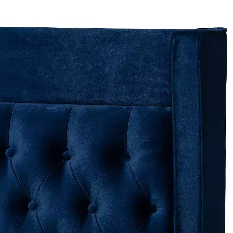 Letto a piattaforma in velluto grigio, capitonné, gambe dorate, Queen, 2 persone