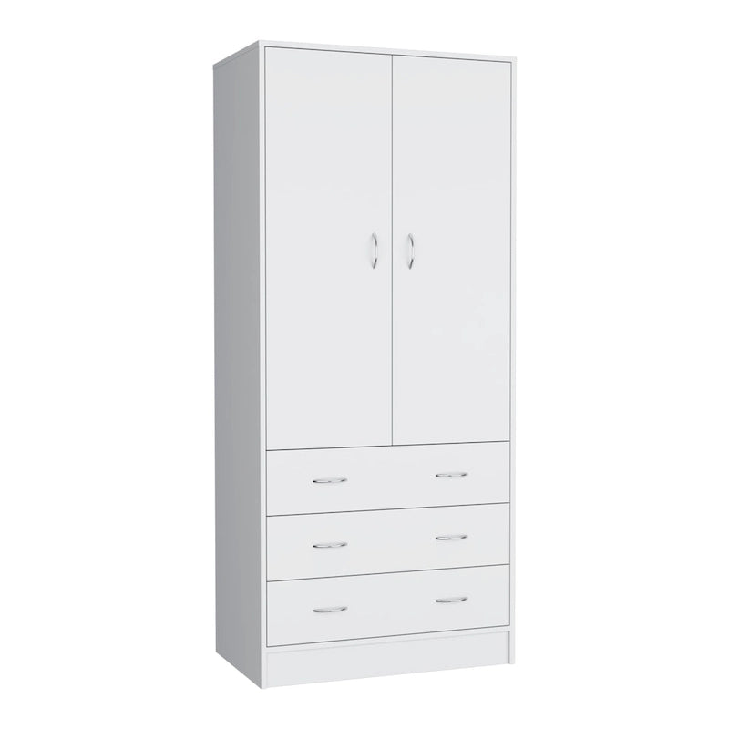 19 moderne kledingkast met twee deuren, 3 laden en 1 kledingroede voor de slaapkamer