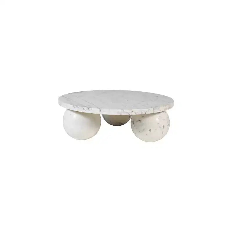 Tavolino rotondo in marmo con gambe a sfera, multicolore, 4 posti