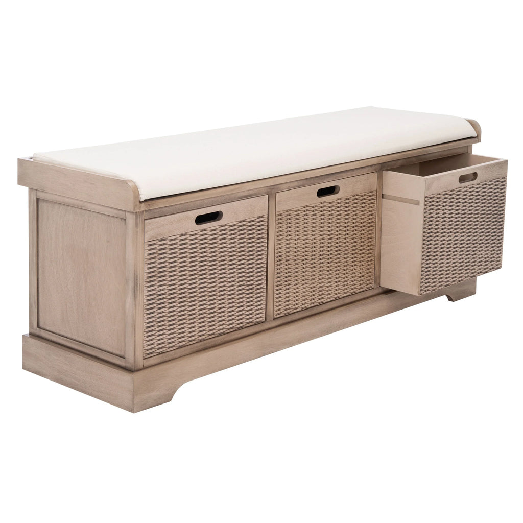 Bank tal-ħażna SAFAVIEH Fiorello bi 3 kxaxen u kuxxin - 47.3 W x 15 L x 19 H - 47Wx15Dx19H
