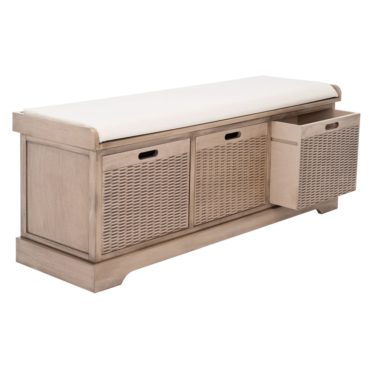 Bank tal-ħażna SAFAVIEH Fiorello bi 3 kxaxen u kuxxin - 47.3 W x 15 L x 19 H - 47Wx15Dx19H