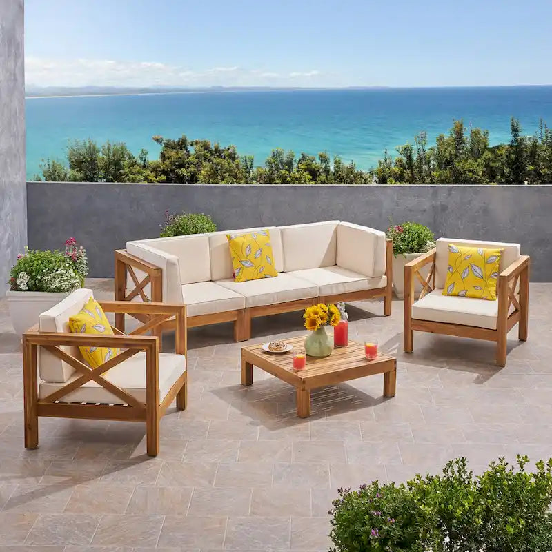 Set da conversazione da esterno Brava in legno di acacia, 6 pezzi, di Christopher Knight Home