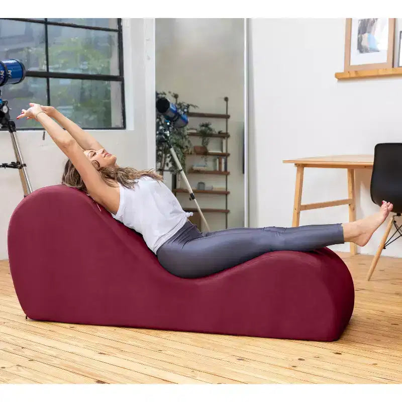 Chaise longue Avana Sleek per yoga - Prodotta negli USA - Ideale per stretching, relax, esercizio e altro, 60D x 18W x 26H pollici, grigio chiaro