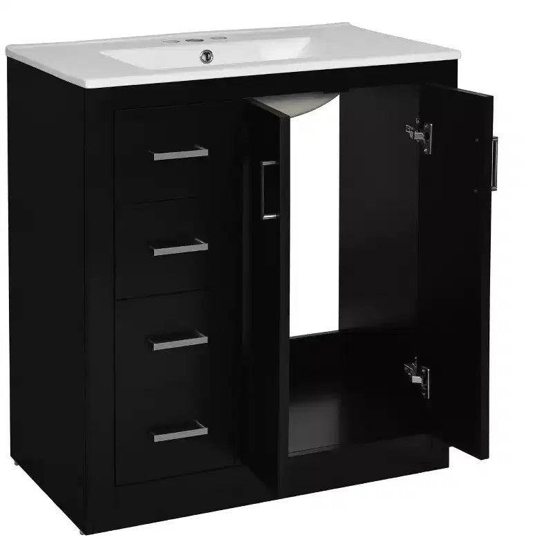 Mobile da bagno da 30" con lavabo singolo, armadietto e 3 cassetti – Nero / Blu / Verde / Indaco / Bianco