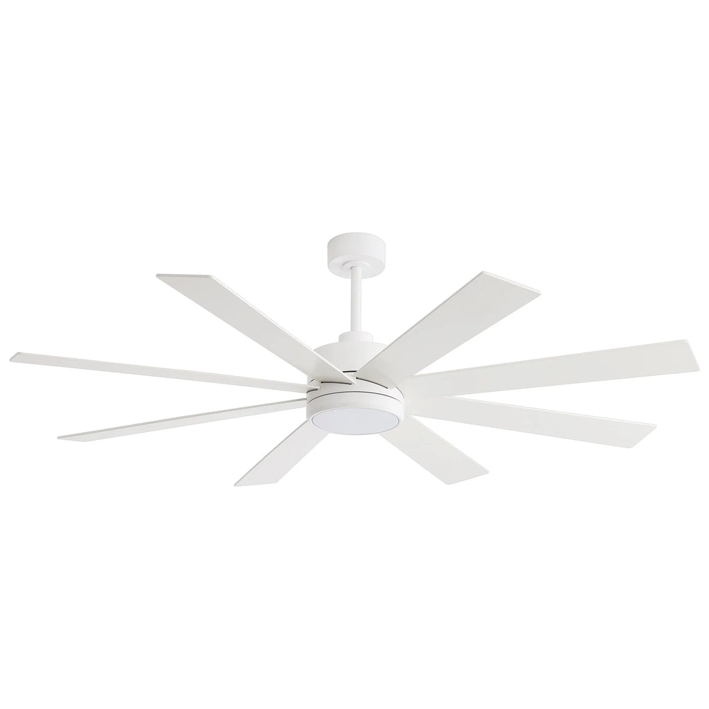 Ventilatore da soffitto nero da 65 pollici con 8 pale, LED, luce e telecomando