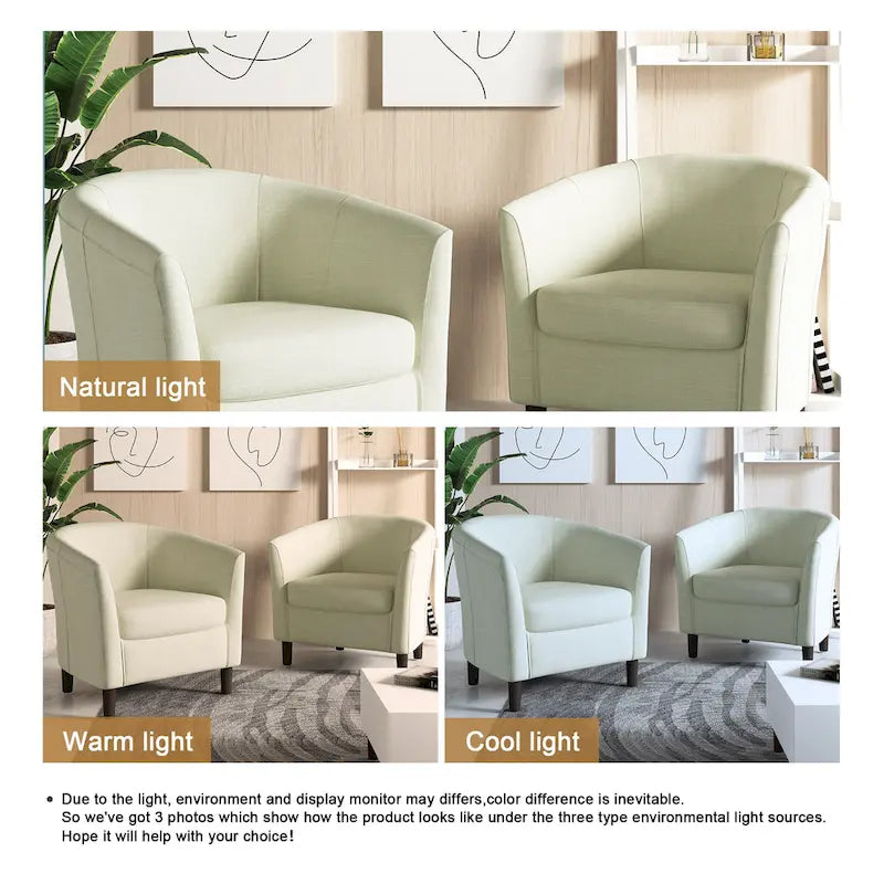 Set di 2 poltrone d'accento moderne in lino, a forma di botte, poltrone club
