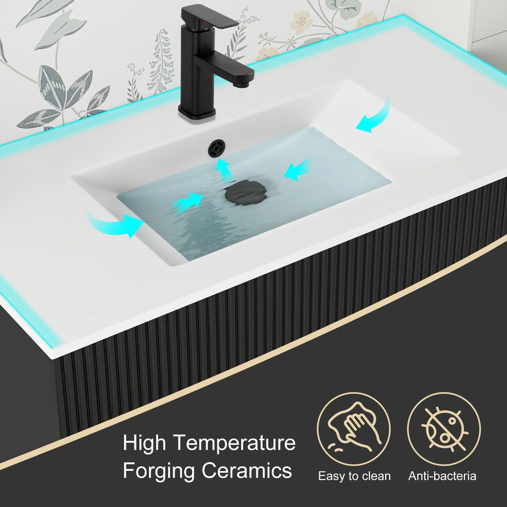 Mobile bagno 30/36/48 Wavy Line con lavabo e rubinetto