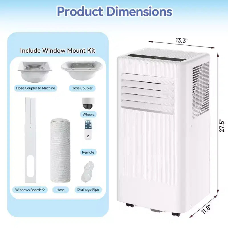 Condizionatori portatili, Flarhetoric da 10000 BTU per raffreddamento/ventilazione/deumidificazione 3 IN 1, unità portatile per ambienti di 560 SQ.FT, unità per ambienti a bassa rumorosità