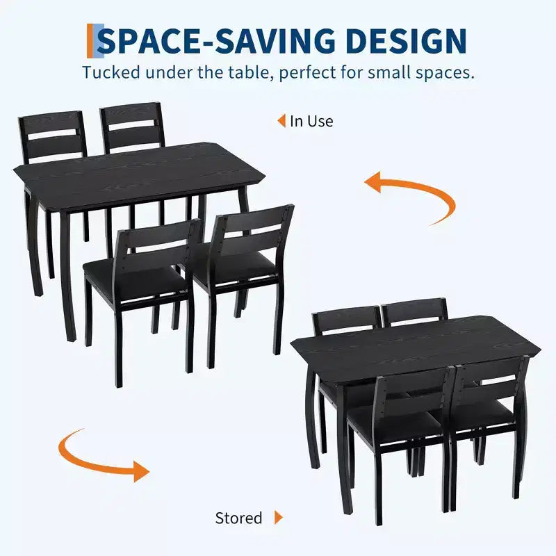 Set da cucina composto da tavolo e sedie con struttura in metallo, 5 pezzi, con design smussato