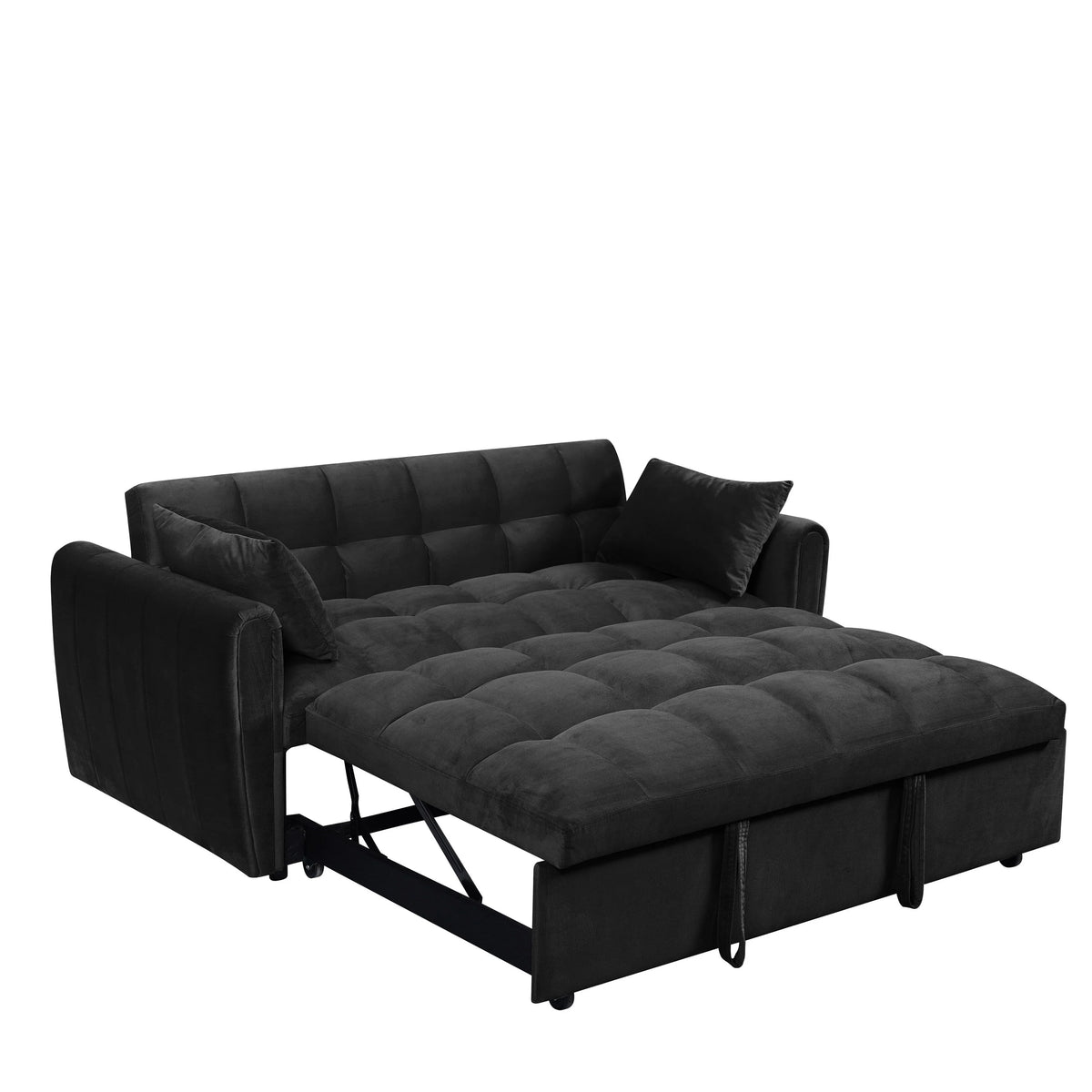 64,96 Velvet Divano Letto Convertibile 3-in-1 con Schienale Regolabile, Tasca Portaoggetti e Capacità di Carico di 227 kg