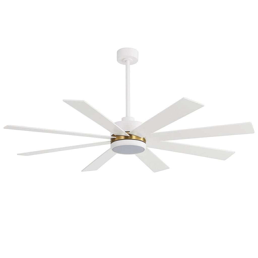 Ventilatore da soffitto nero da 65 pollici con 8 pale, LED, luce e telecomando