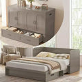 Letto armadio trasformabile Murphy Queen Size Mjkone con materasso, ricarica USB e cassetti contenitori
