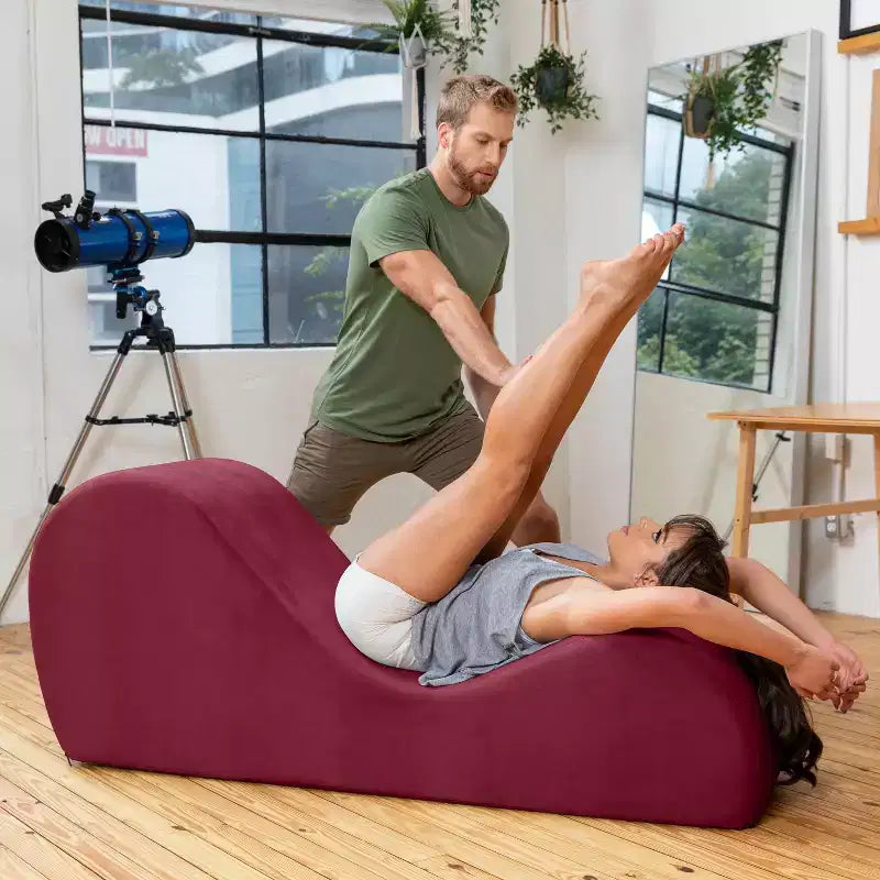 Chaise longue Avana Sleek per yoga - Prodotta negli USA - Ideale per stretching, relax, esercizio e altro, 60D x 18W x 26H pollici, grigio chiaro