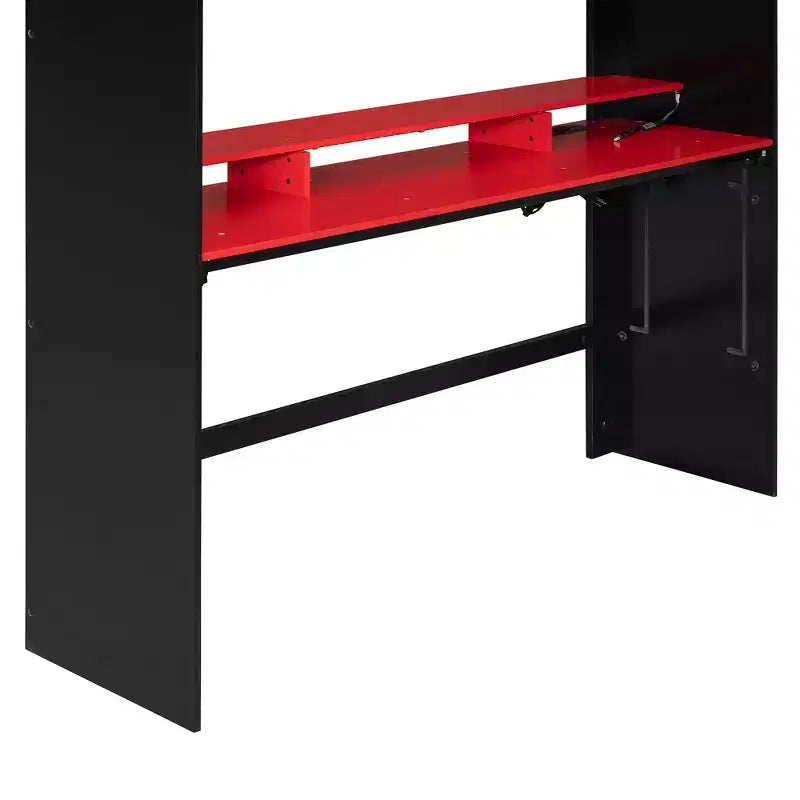 Letto a soppalco Luxystar matrimoniale con scrivania regolabile illuminata, guardaroba aperto e libreria
