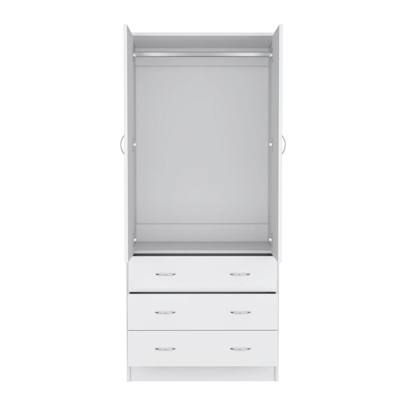 19 moderne kledingkast met twee deuren, 3 laden en 1 kledingroede voor de slaapkamer