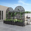 Fioriera MAYEERTY in ferro nero ad arco da 72x47 con grigliato, set da 3 pezzi, schermo decorativo da giardino per patio e balcone