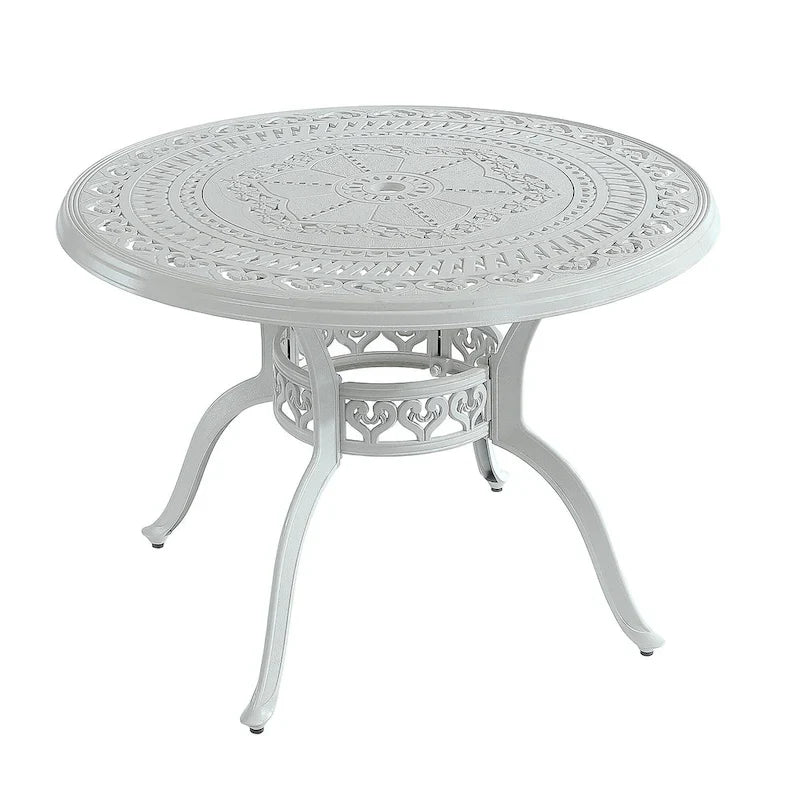 Set da pranzo da esterno in alluminio pressofuso composto da 5 pezzi con 4 sedie girevoli