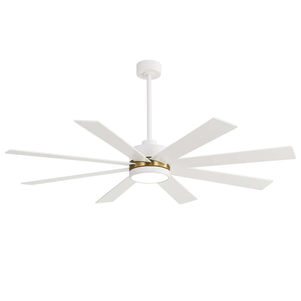 Ventilatore da soffitto nero da 65 pollici con 8 pale, LED, luce e telecomando