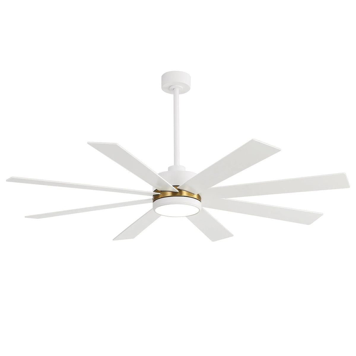 Ventilatore da soffitto nero da 65 pollici con 8 pale, LED, luce e telecomando