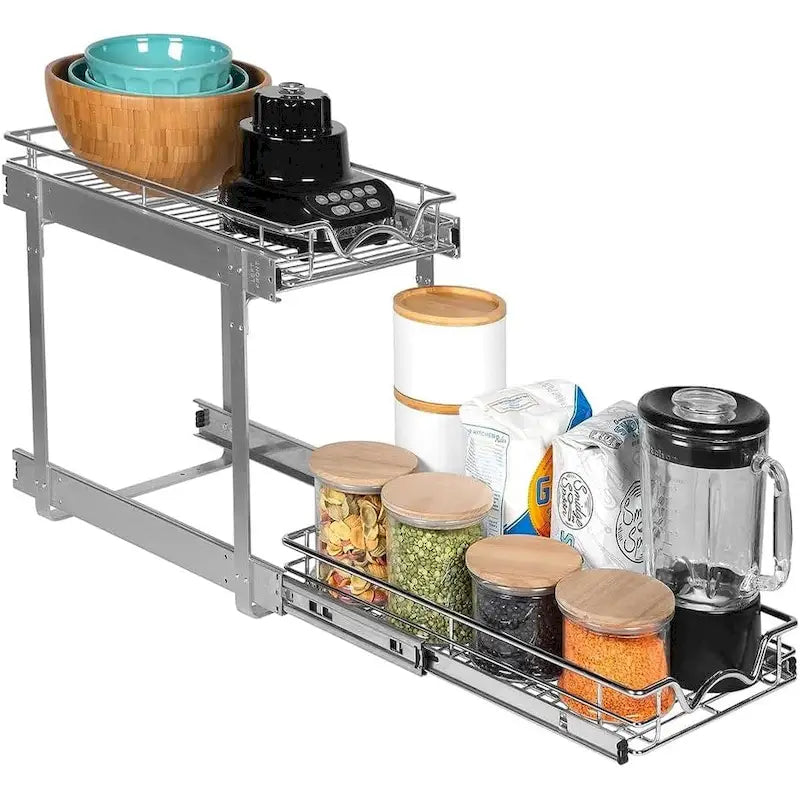Organizzatore per Mobile Estraibile a 2 Livelli, Metallo Resistente con Garanzia a Vita Limitata - Finitura Cromata Antiruggine