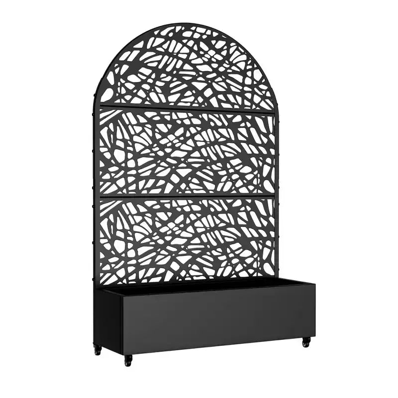 Fioriera MAYEERTY in ferro nero ad arco da 72x47 con grigliato, set da 3 pezzi, schermo decorativo da giardino per patio e balcone