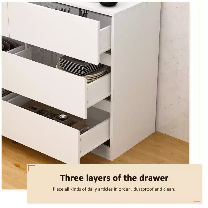 Credenza buffet girevole/estensibile intelligente con 6 cassetti, piano di lavoro estensibile, tappetino antiscivolo, tavolo da pranzo girevole, dispensa a isola da cucina